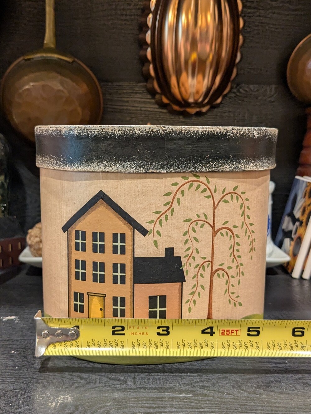 Primitive Folk Art Paper Mache Nesting Boxes Set of 3 Shaker House Willow Tree - Picture 6 of 13